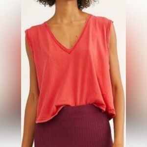 We The Free Deep V-Neck Tank Top - Coral